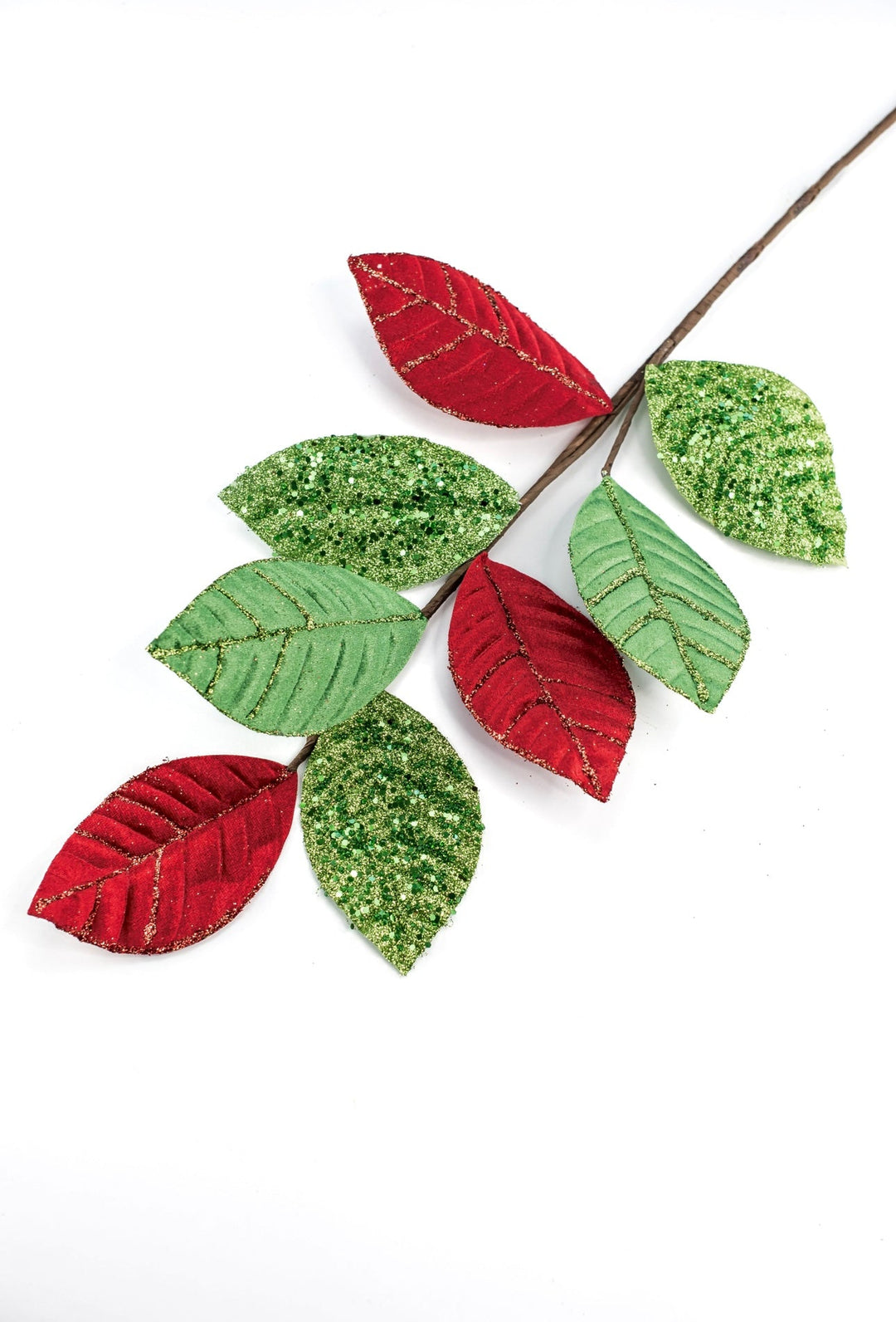 Red and Green velvet leaves spray - Greenery Market86079RDGN