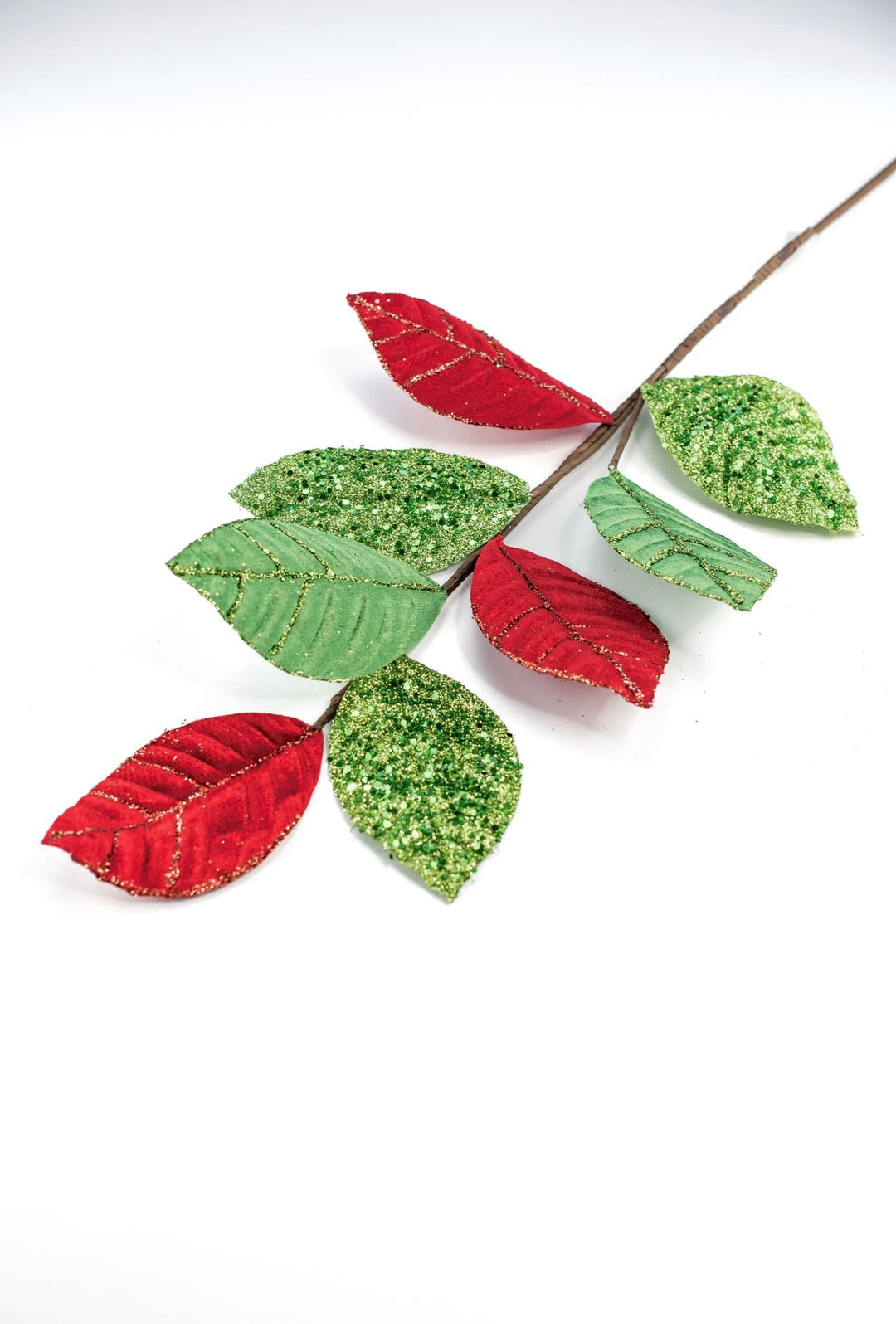 Red and Green velvet leaves spray - Greenery Market86079RDGN