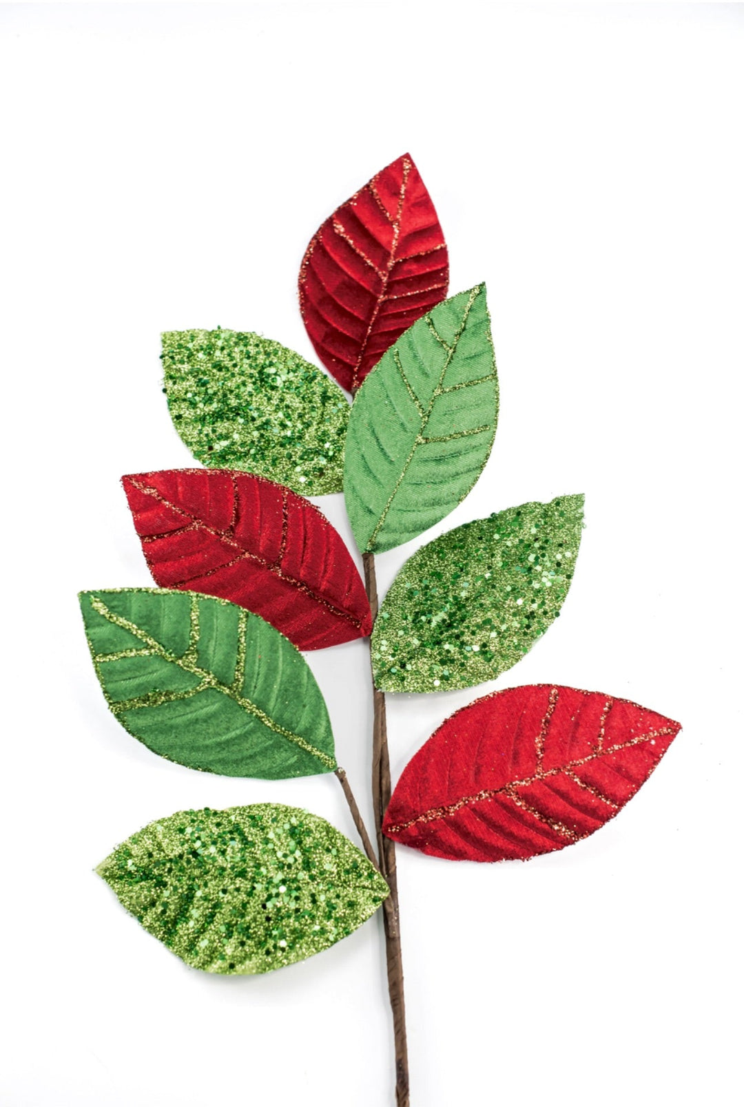 Red and Green velvet leaves spray - Greenery Market86079RDGN