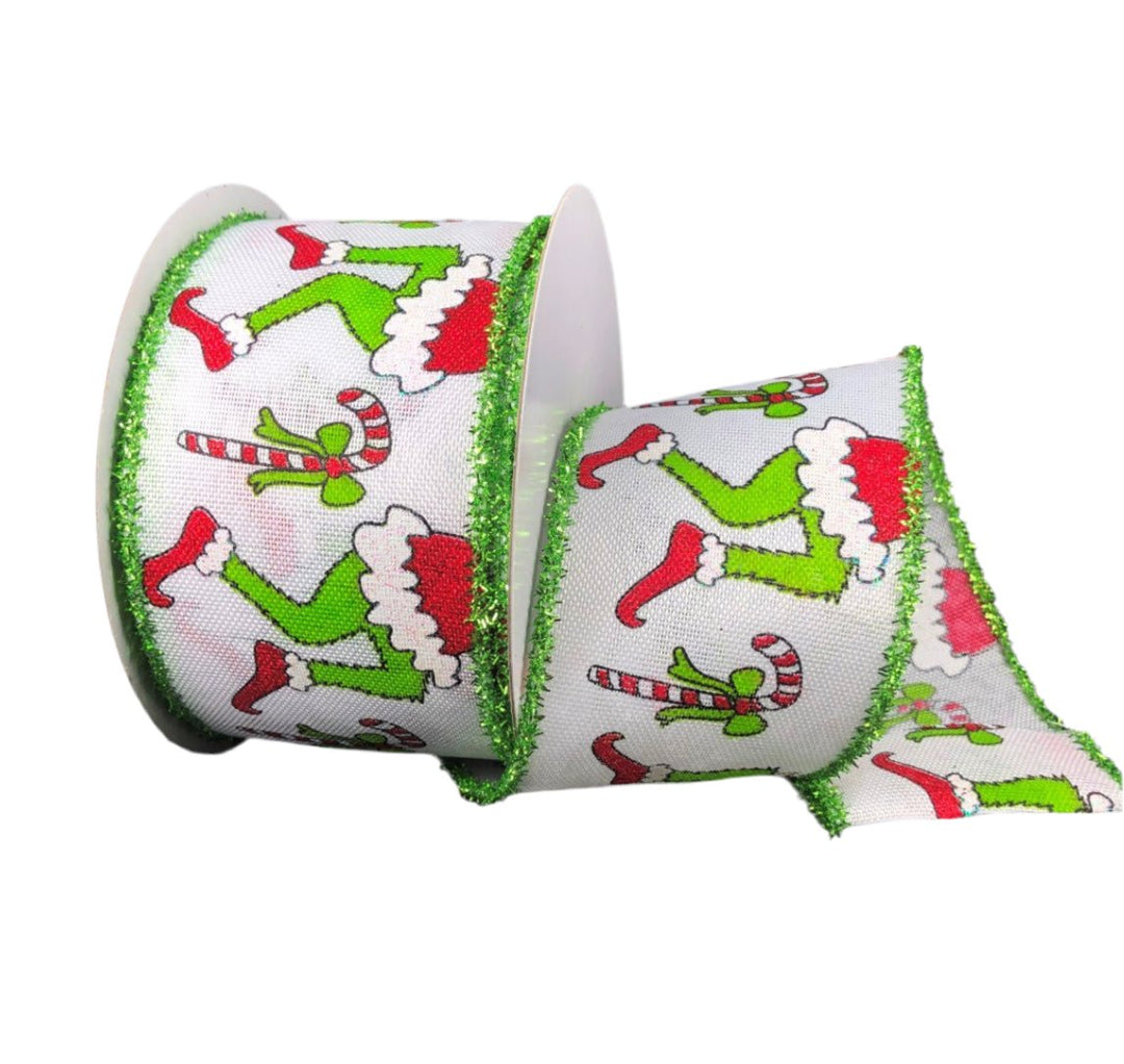 Red and lime green monster wired ribbon, 2.5” - Greenery MarketWinter and Christmas71118 - 40 - 09