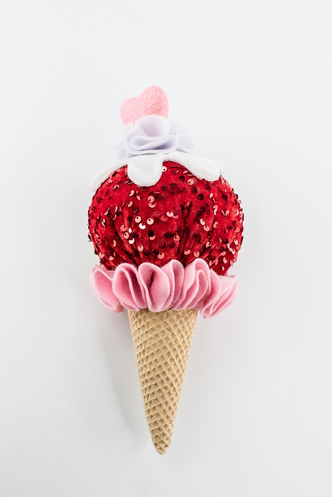 Red and Pink Heart Ice Cream Ornament - Greenery Market63562RDPK