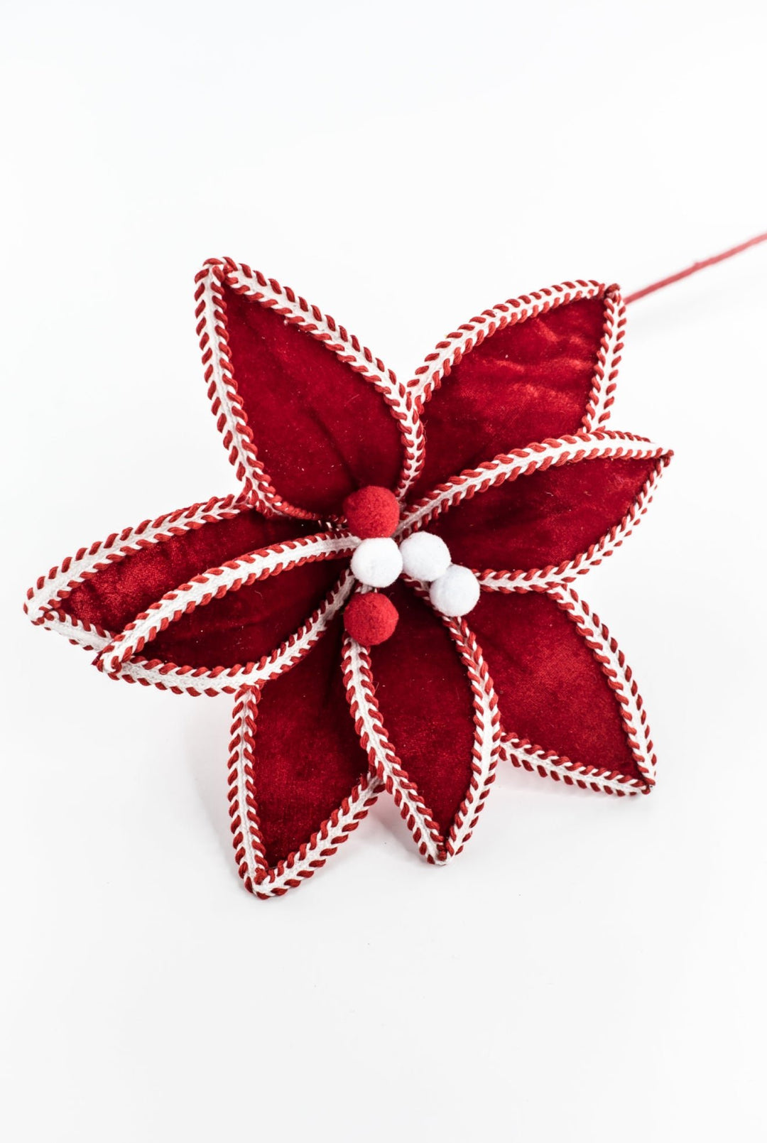 Red and White Peppermint Poinsettia Stem - Greenery Market86285RDWT