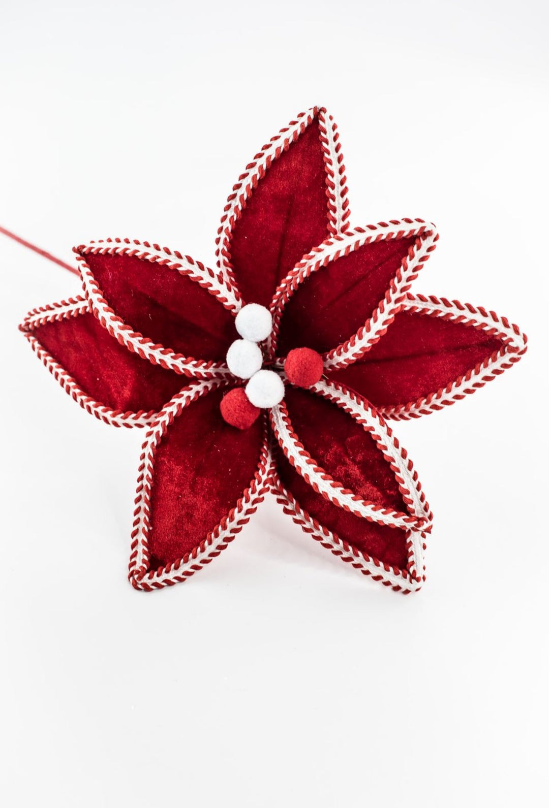 Red and White Peppermint Poinsettia Stem - Greenery Market86285RDWT