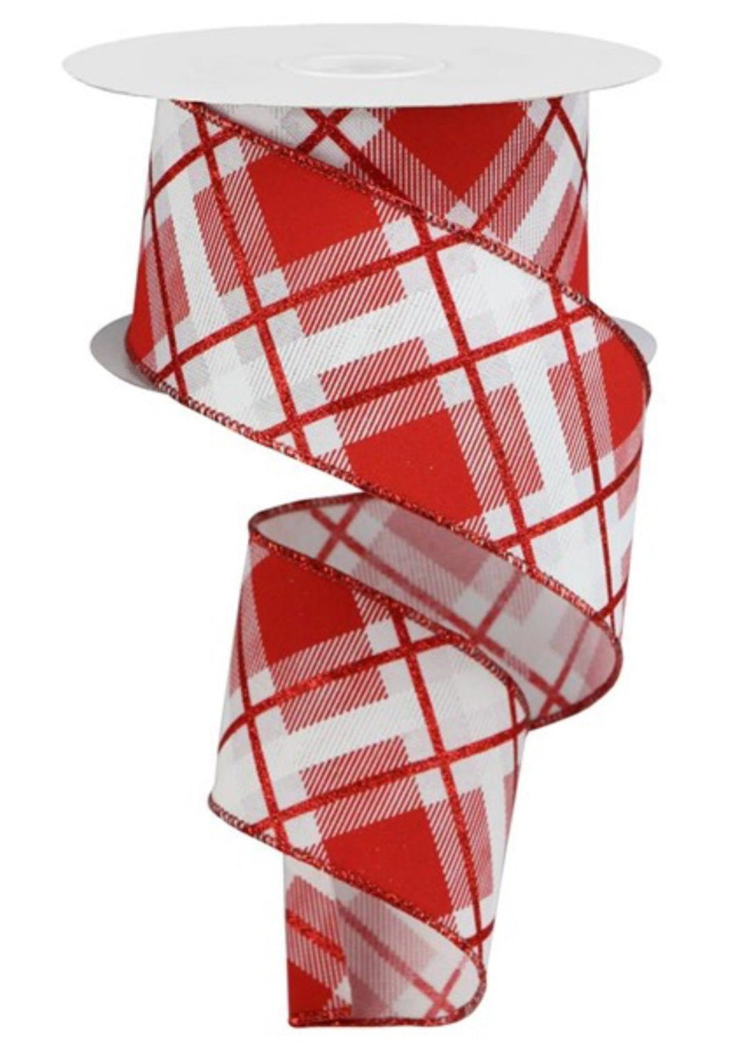 Red and white plaid 2.5” wired ribbon - Greenery MarketWired ribbonRGA1202F3