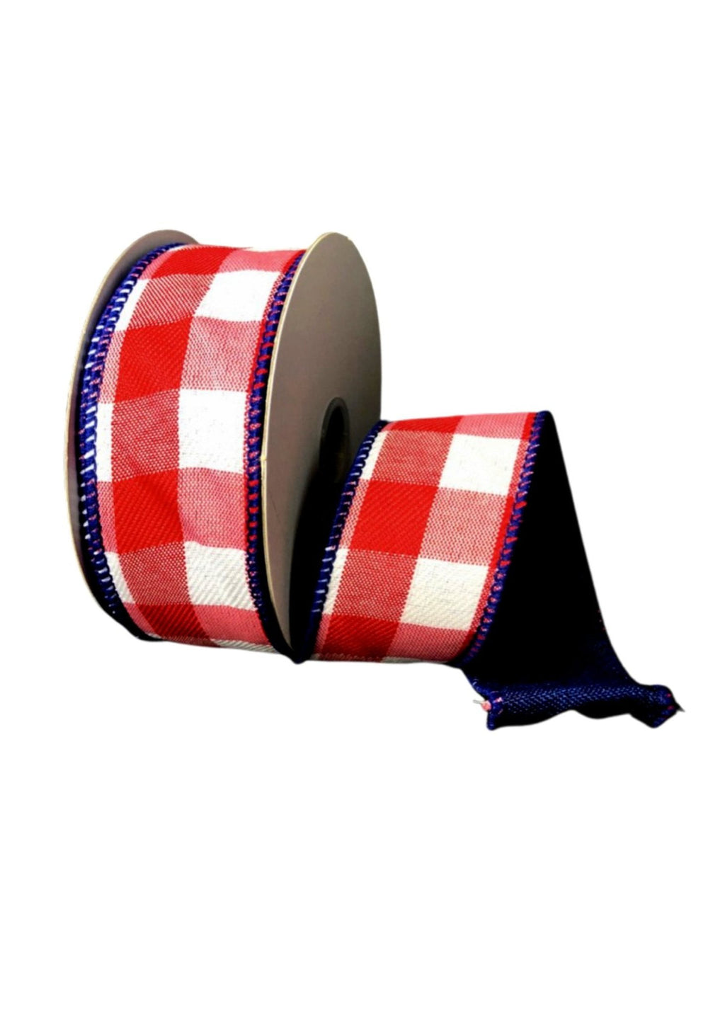 Red And white plaid double sided wired ribbon, 1.5” - Greenery Market41146 - 09 - 74