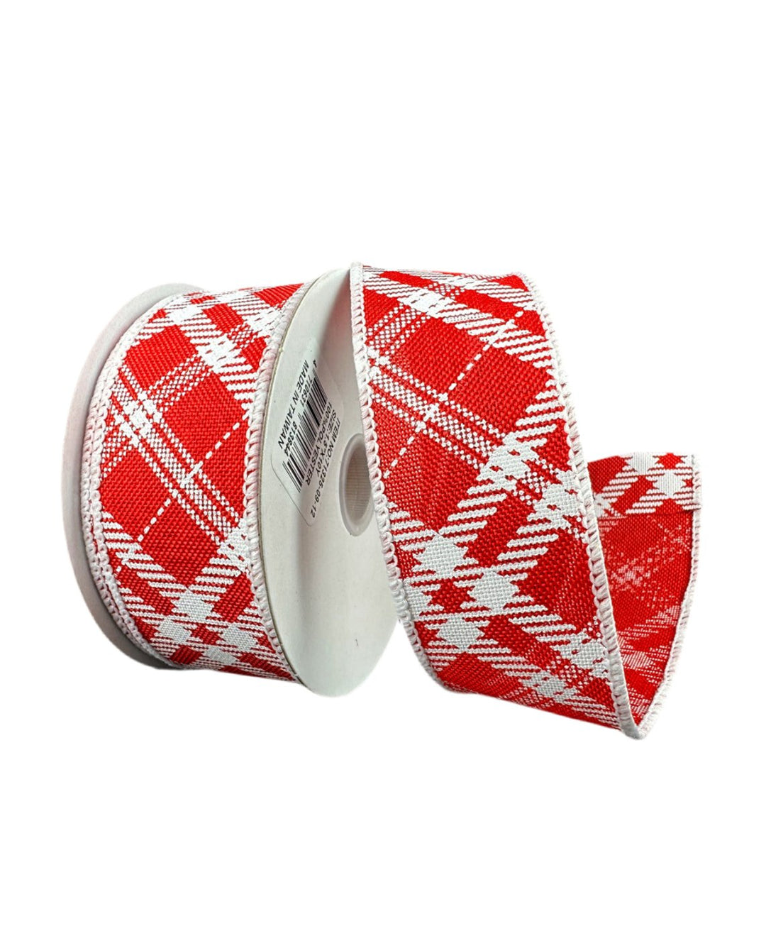 Red and white plaid wired ribbon 1.5” - Greenery Market71325 - 09 - 12