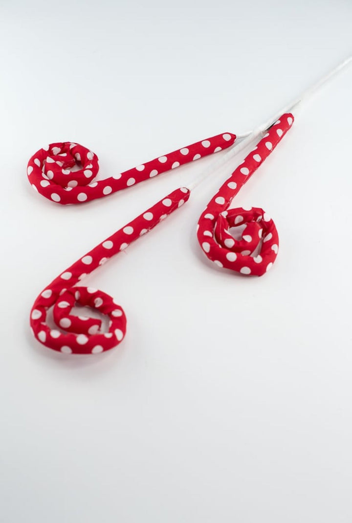 Red and white polkadot curly spray - Greenery MarketPicksMN023539