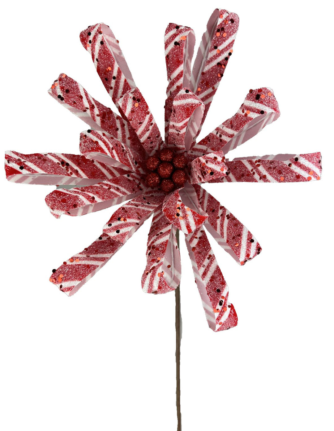 Red and white, shimmer ribbon poinsettia - Greenery Market86073RDWT