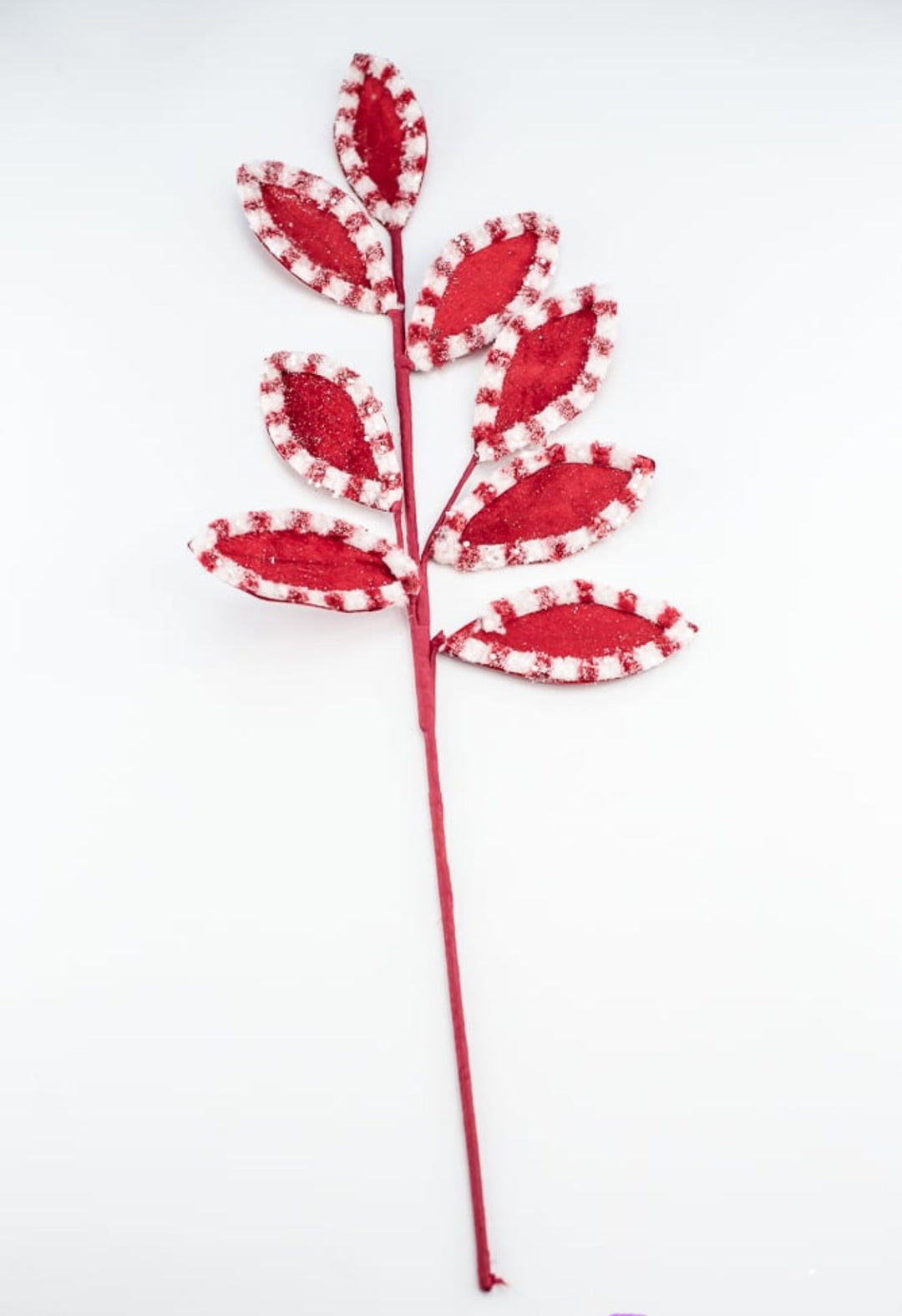 Red and white, snow glitter leaf spray - Greenery MarketMTX73366 RDWH