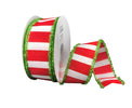 Red and white stripe with tinsel edge wired ribbon 1.5” - Greenery MarketWired ribbon71116-09-29
