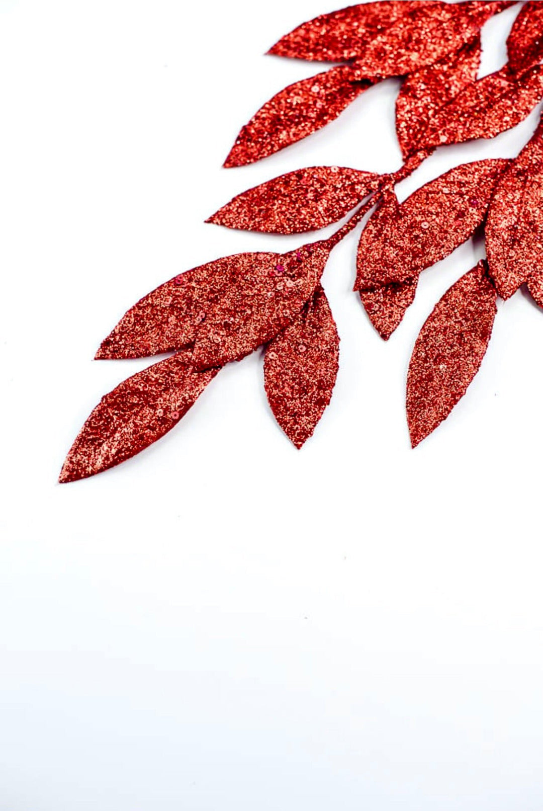 Red bay leaf spray - sequins and glitter - Greenery MarketWinter and ChristmasXS219224