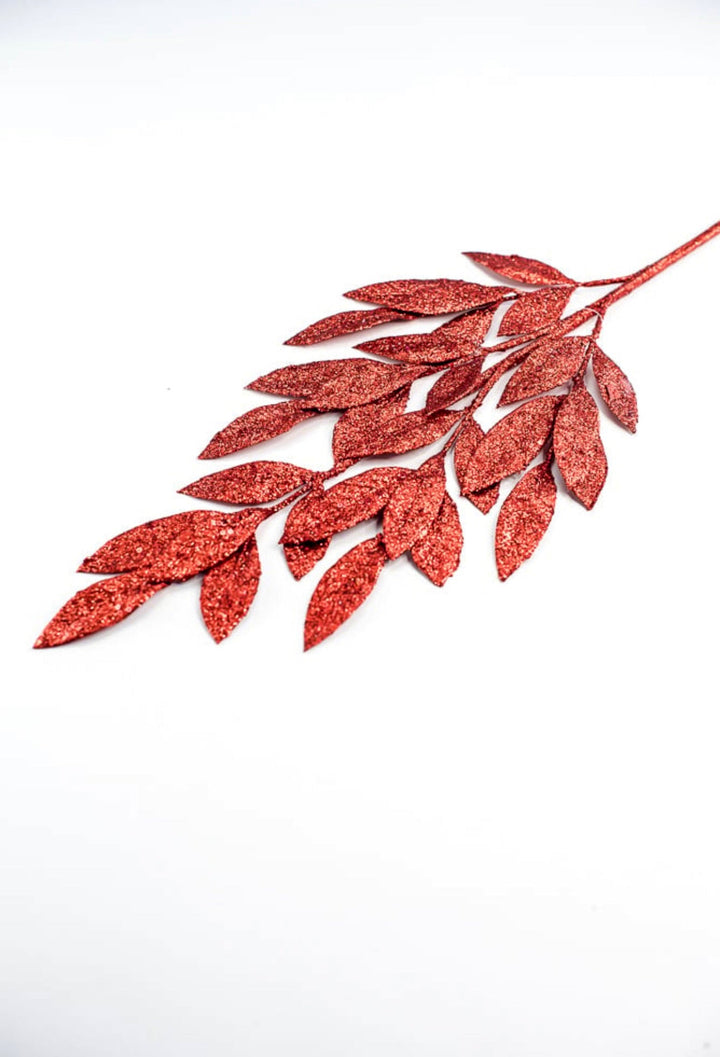 Red bay leaf spray - sequins and glitter - Greenery MarketWinter and ChristmasXS219224