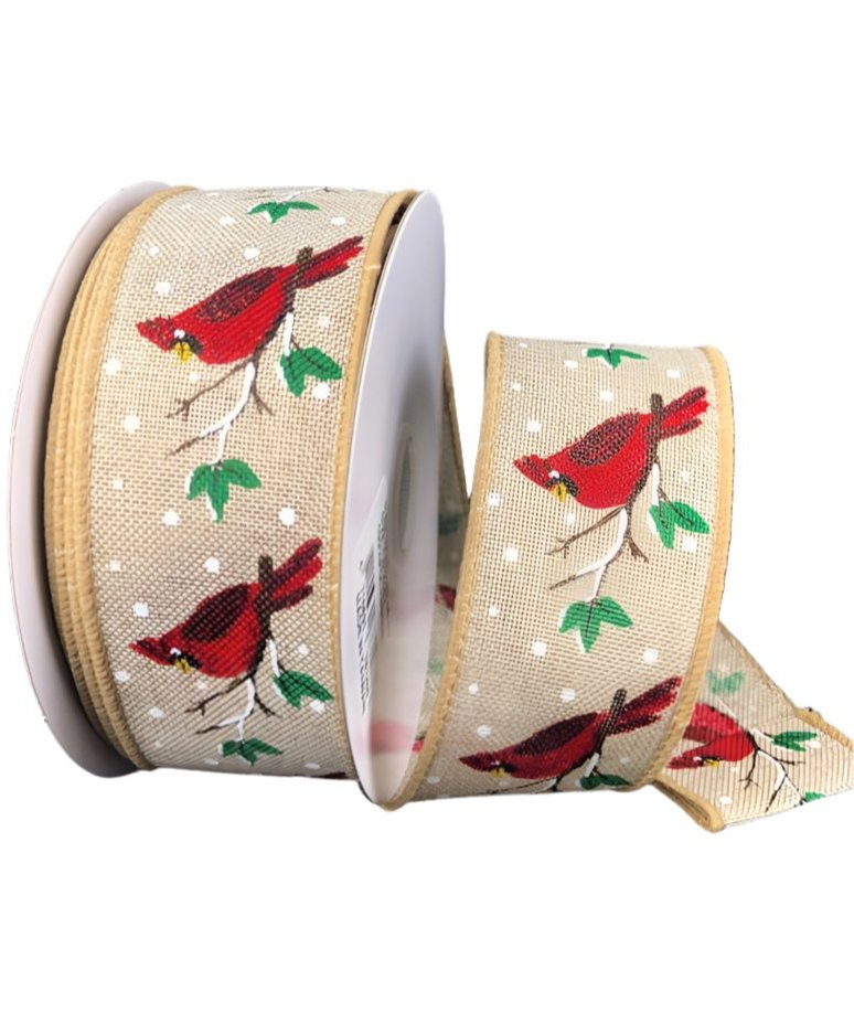 Red bird wired ribbon, 1.5" - Greenery MarketWired ribbon71183 - 09 - 12