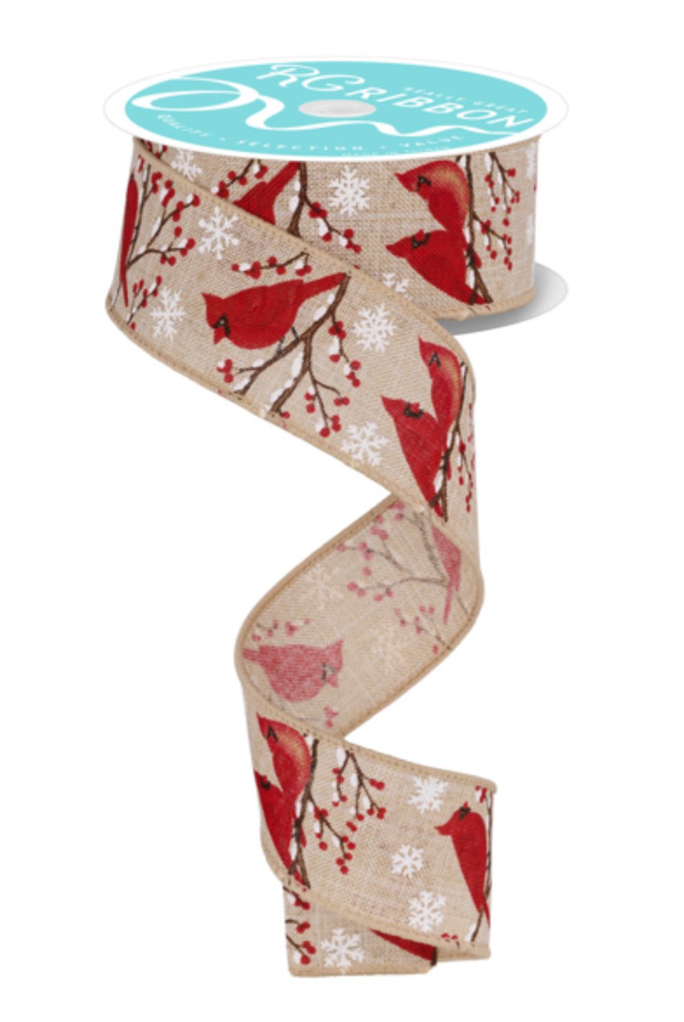 Red bird wired ribbon, 1.5