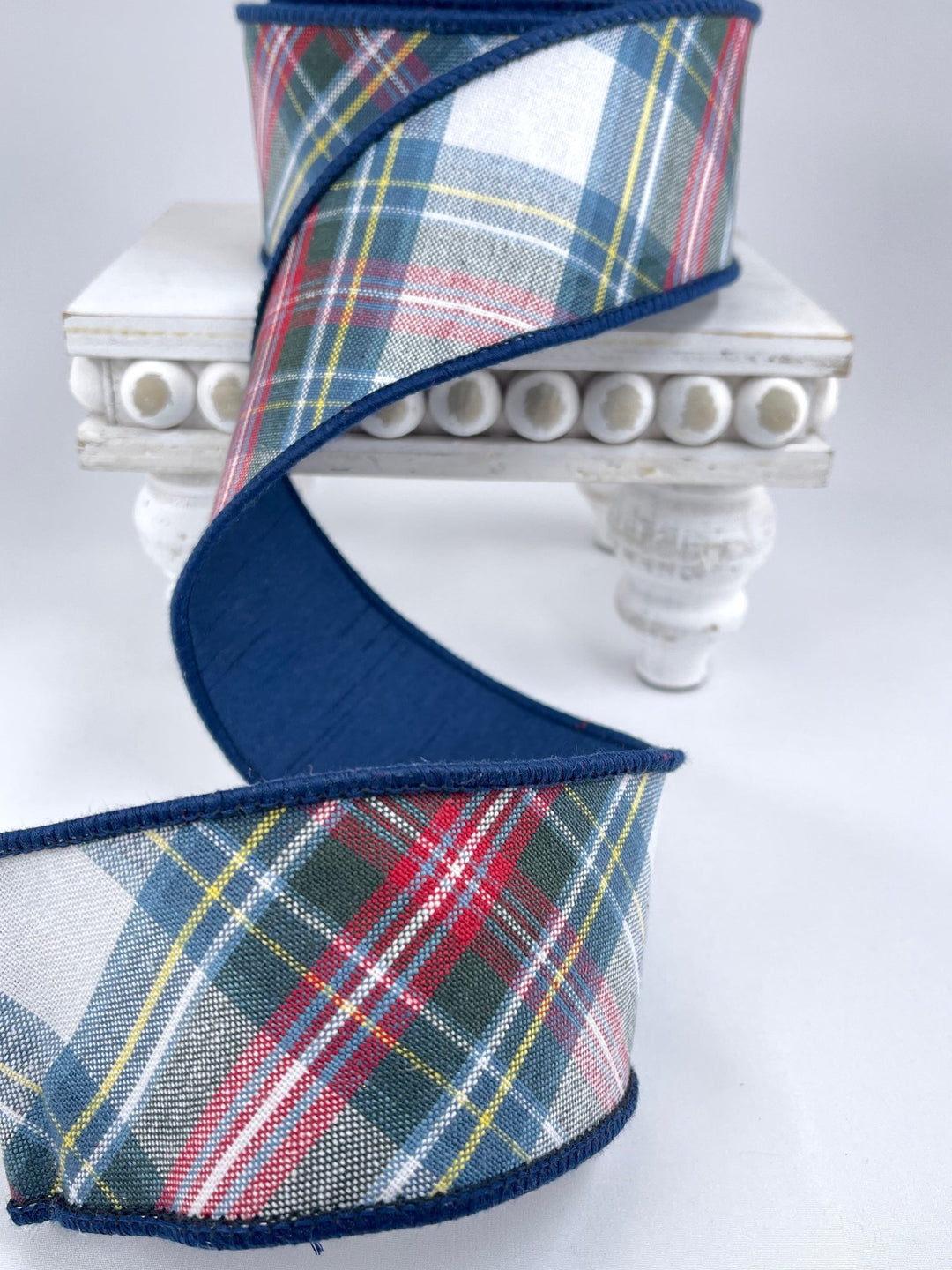 Red, blue, and green holiday plaid ribbon - 2.5” - Greenery MarketWired ribbon236903