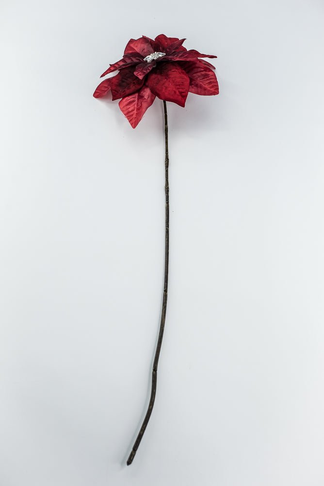 Red & Burgundy Diamond Velvet Poinsettia - 25" - Greenery MarketXFS800-RE/BU