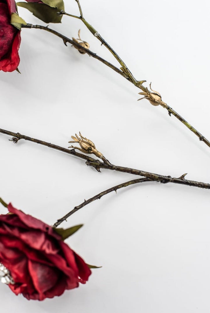 Red & Burgundy Diamond Velvet Rose Spray - 31" - Greenery MarketXFS795-RE/BU