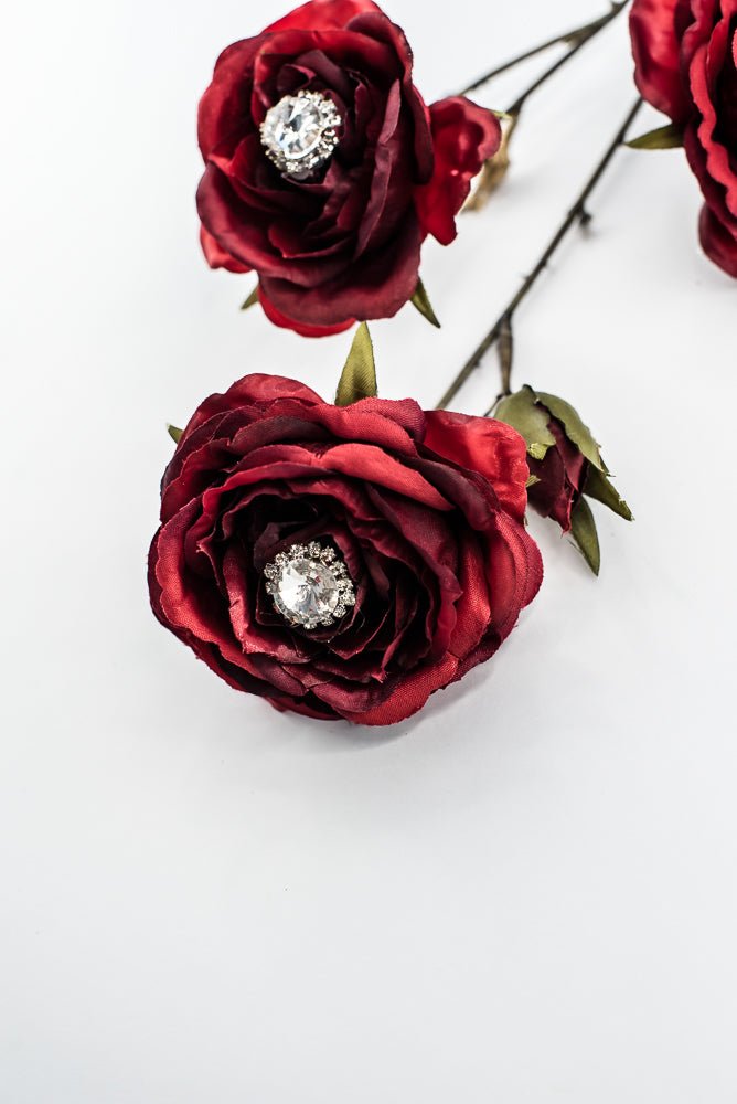 Red & Burgundy Diamond Velvet Rose Spray - 31" - Greenery MarketXFS795-RE/BU