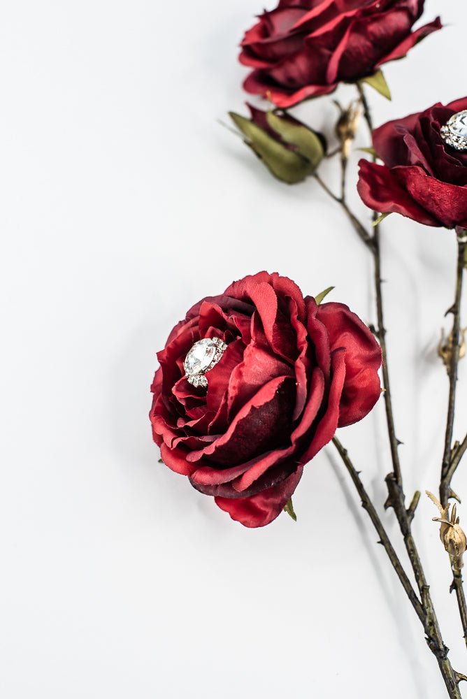 Red & Burgundy Diamond Velvet Rose Spray - 31" - Greenery MarketXFS795-RE/BU