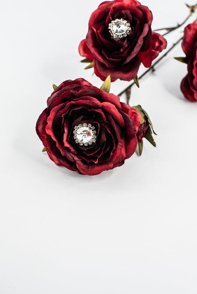 Red & Burgundy Diamond Velvet Rose Spray - 31" - Greenery MarketXFS795-RE/BU