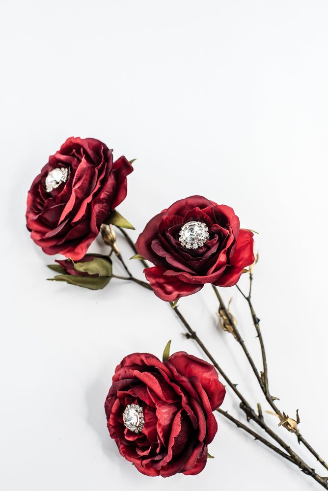 Red & Burgundy Diamond Velvet Rose Spray - 31" - Greenery MarketXFS795-RE/BU