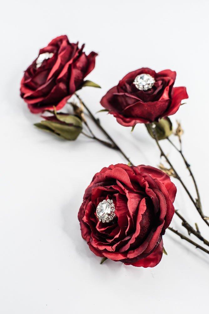 Red & Burgundy Diamond Velvet Rose Spray - 31" - Greenery MarketXFS795-RE/BU