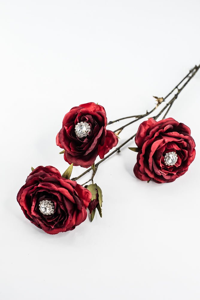 Red & Burgundy Diamond Velvet Rose Spray - 31" - Greenery MarketXFS795-RE/BU