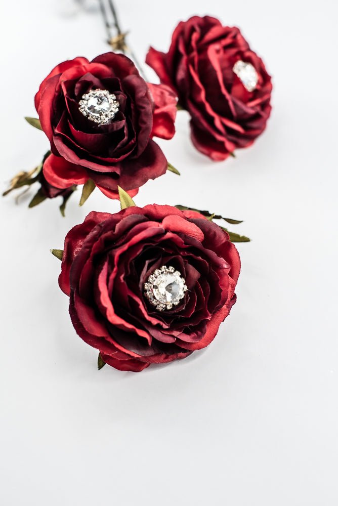 Red & Burgundy Diamond Velvet Rose Spray - 31" - Greenery MarketXFS795-RE/BU