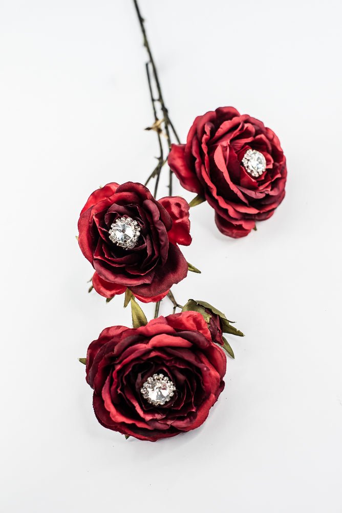 Red & Burgundy Diamond Velvet Rose Spray - 31" - Greenery MarketXFS795-RE/BU