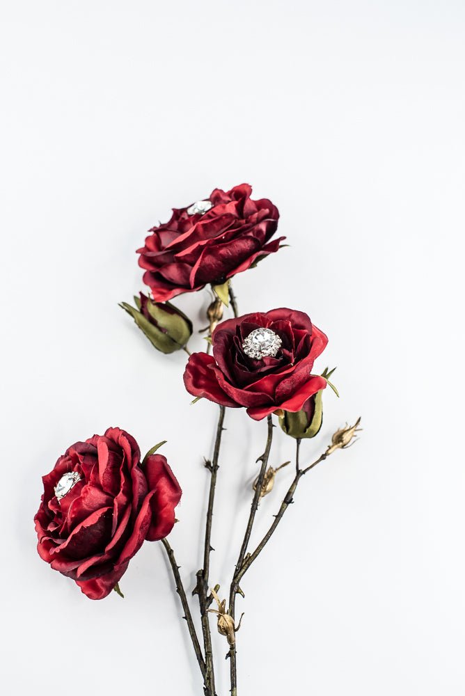 Red & Burgundy Diamond Velvet Rose Spray - 31" - Greenery MarketXFS795-RE/BU