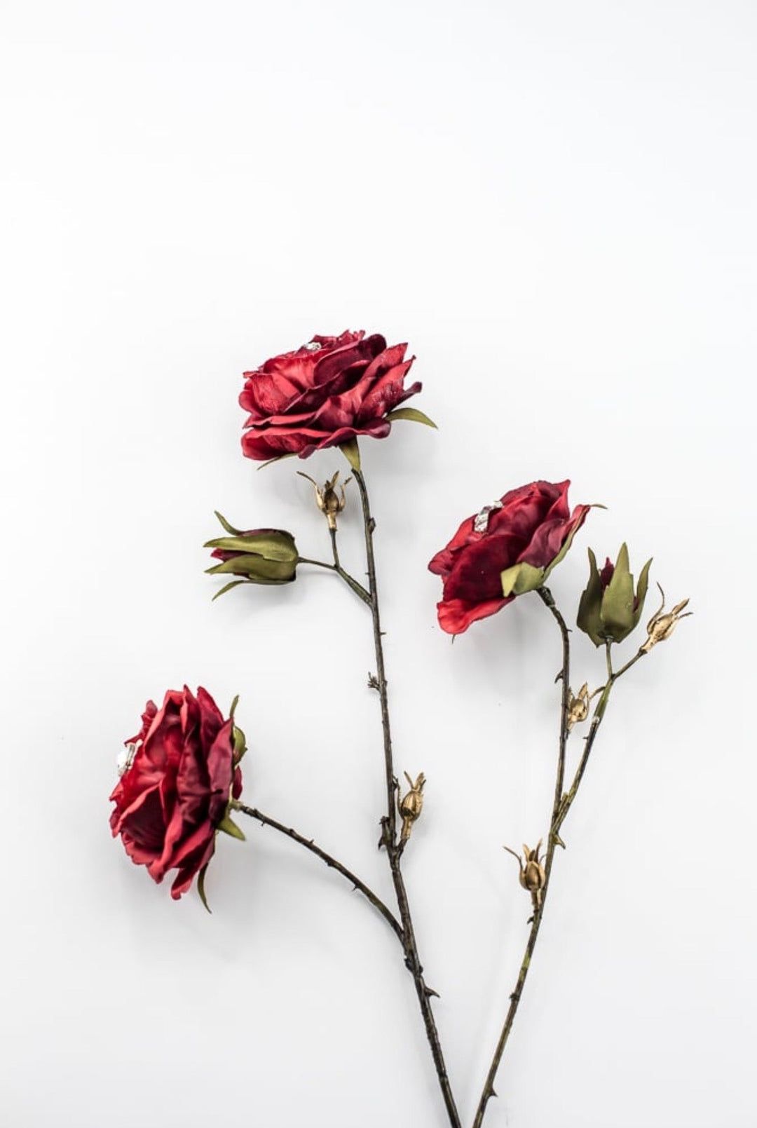 Red & Burgundy Diamond Velvet Rose Spray - 31" - Greenery MarketXFS795-RE/BU