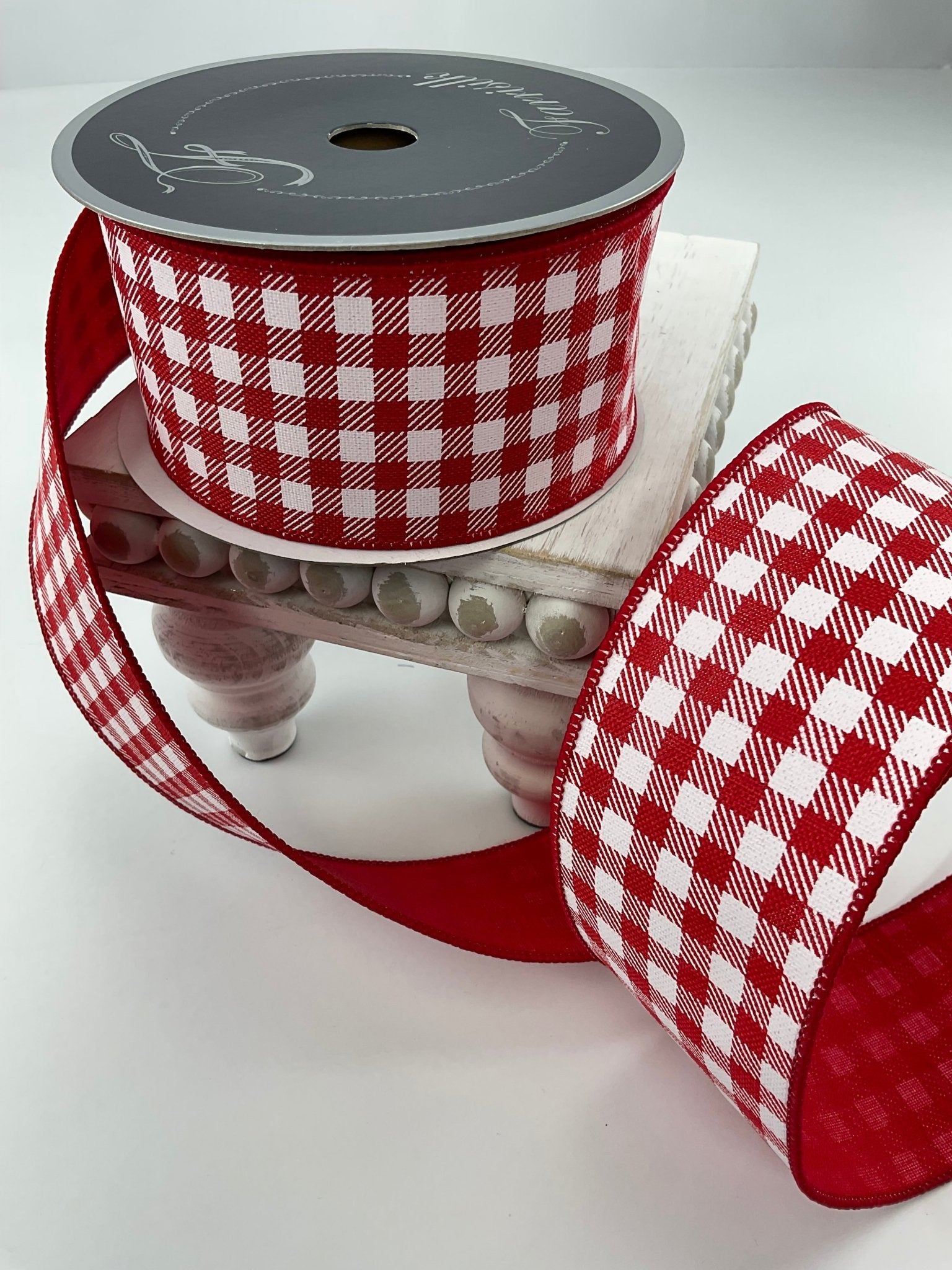 Red check 2.5” farrisilk wired ribbon - Greenery MarketRibbons & TrimRA842-02