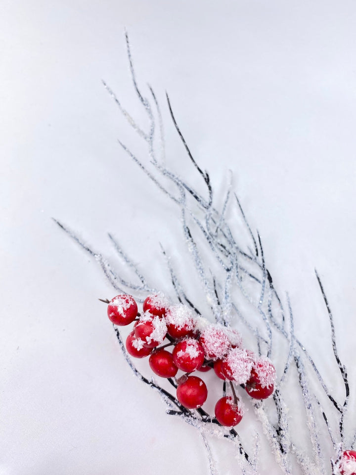 Red cherry berry and twigs snow spray - Greenery Market2827013RW