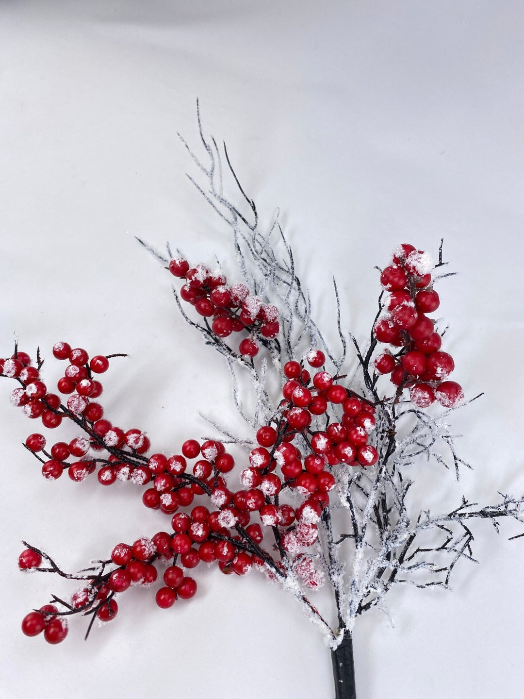 Red cherry berry and twigs snow spray - Greenery Market2827013RW