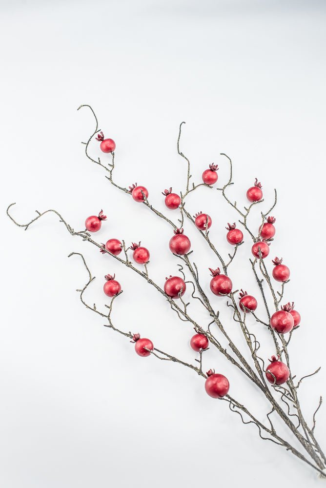Red cherry berry and twigs spray - Greenery MarketXB429-R
