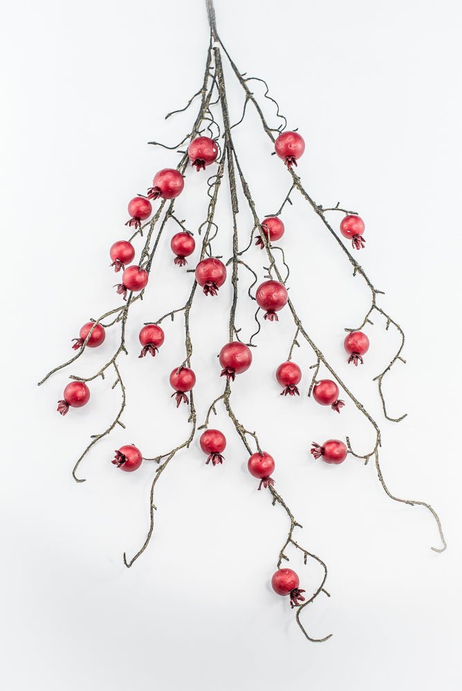 Red cherry berry and twigs spray - Greenery MarketXB429-R