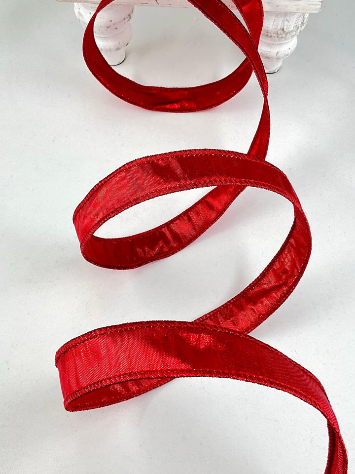 Red Dupion Wired Ribbon - 1" - Greenery MarketRW8310-RE