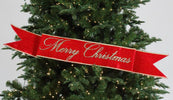 Red Farrisilk velvet Merry Christmas banner 4” - Greenery Marketwired ribbonRG829-02
