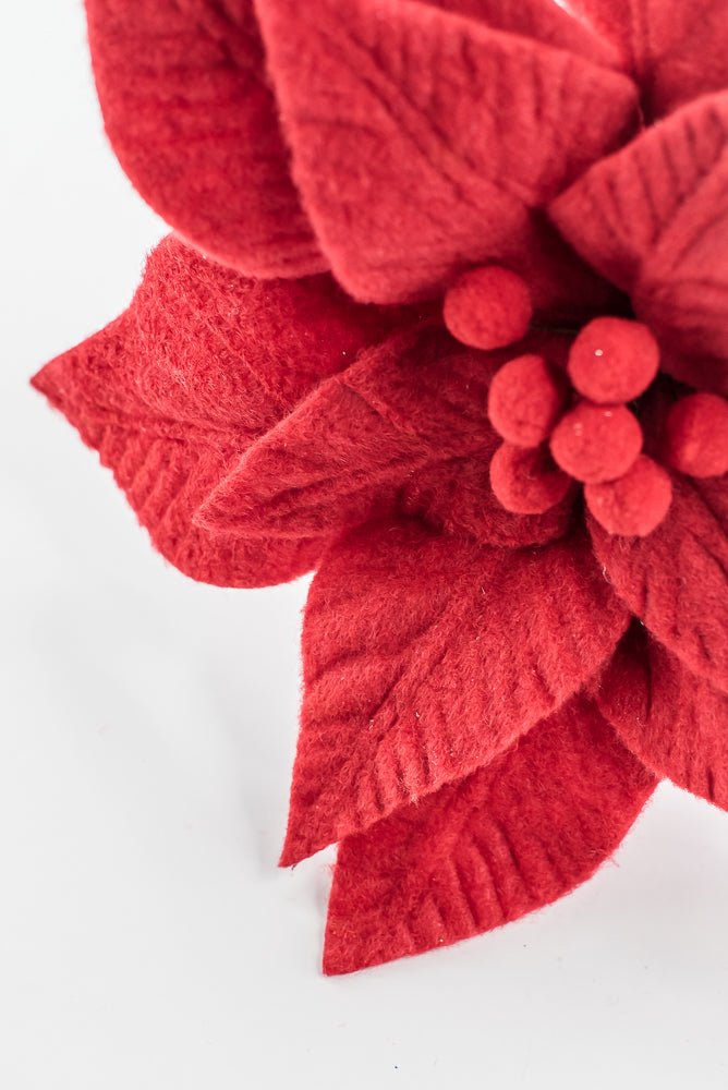 Red felt poinsettia stem - Greenery MarketXS411424