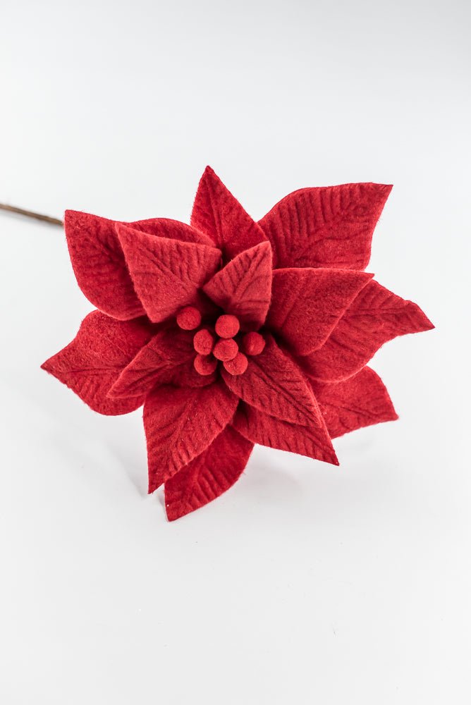 Red felt poinsettia stem - Greenery MarketXS411424
