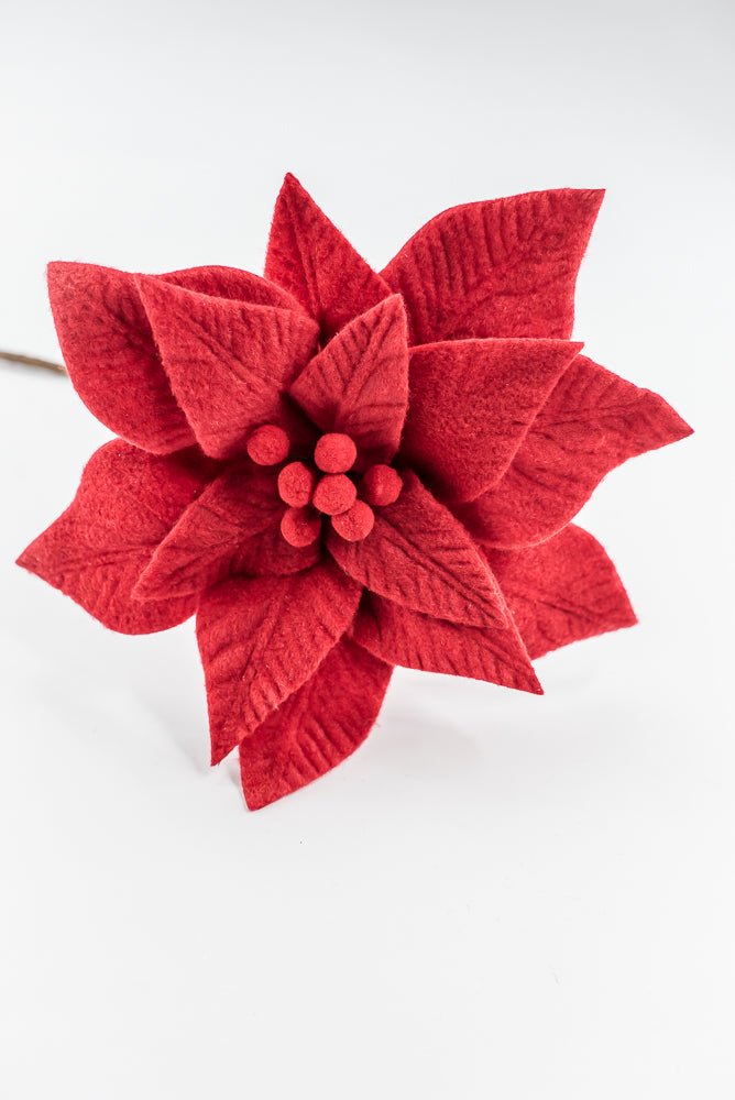 Red felt poinsettia stem - Greenery MarketXS411424