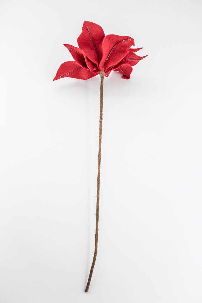 Red felt poinsettia stem - Greenery MarketXS411424
