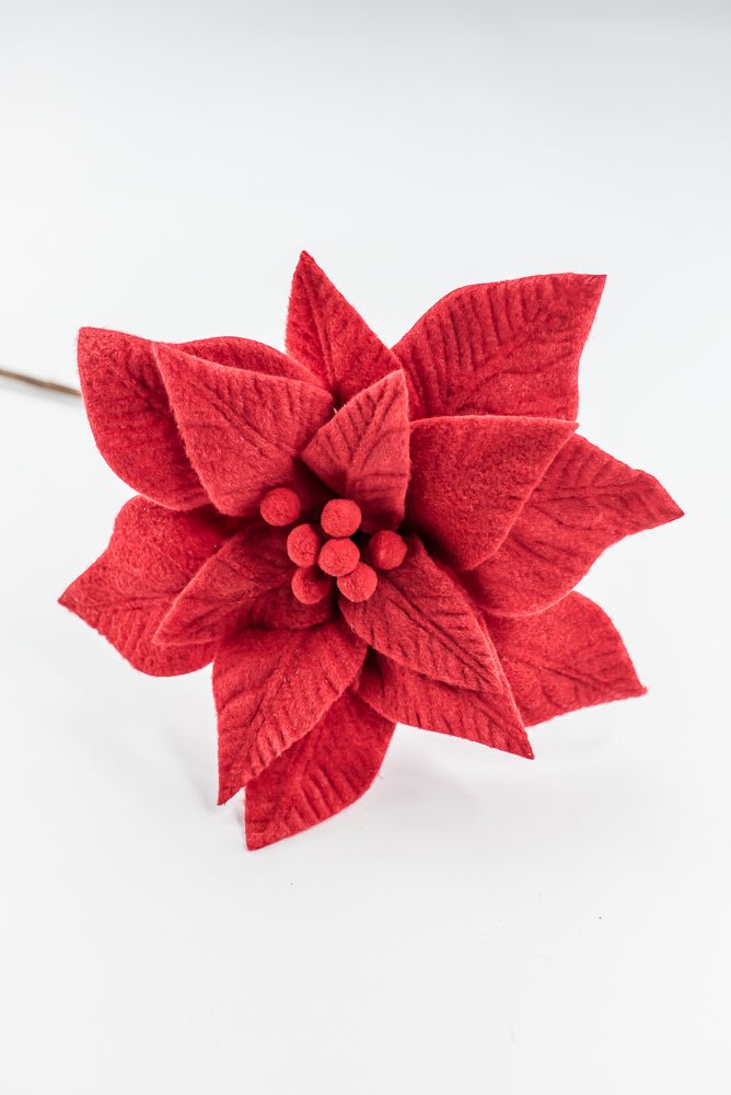 Red felt poinsettia stem - Greenery MarketXS411424