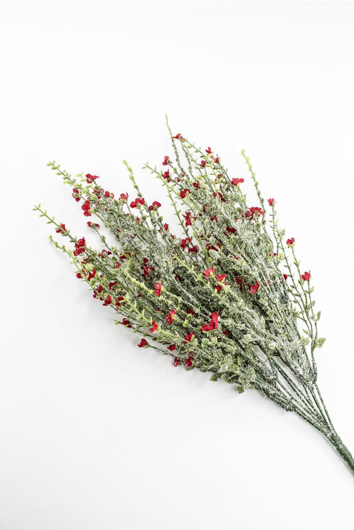 Red Flower And Iced Greenery Bush - Greenery Market85263-RD
