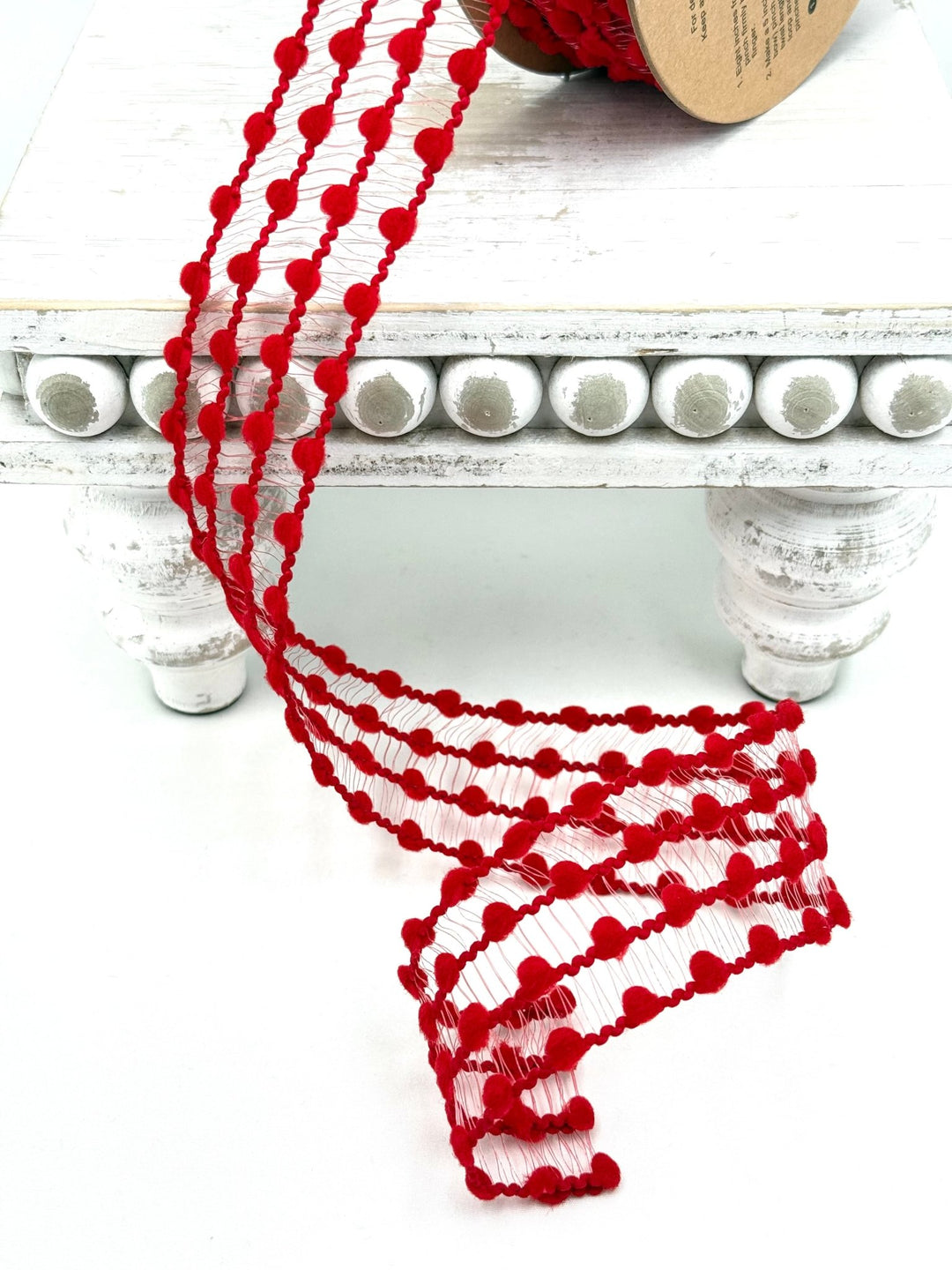 Red Four Row Pom Pom Wired Ribbon - 1.5" - Greenery MarketWired Ribbon6209W-250-38E