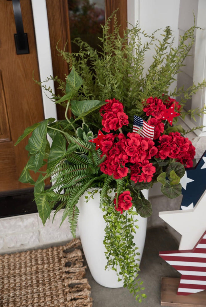 Red Geranium, Artificial geraniums - Greenery Marketartificial flowers25761