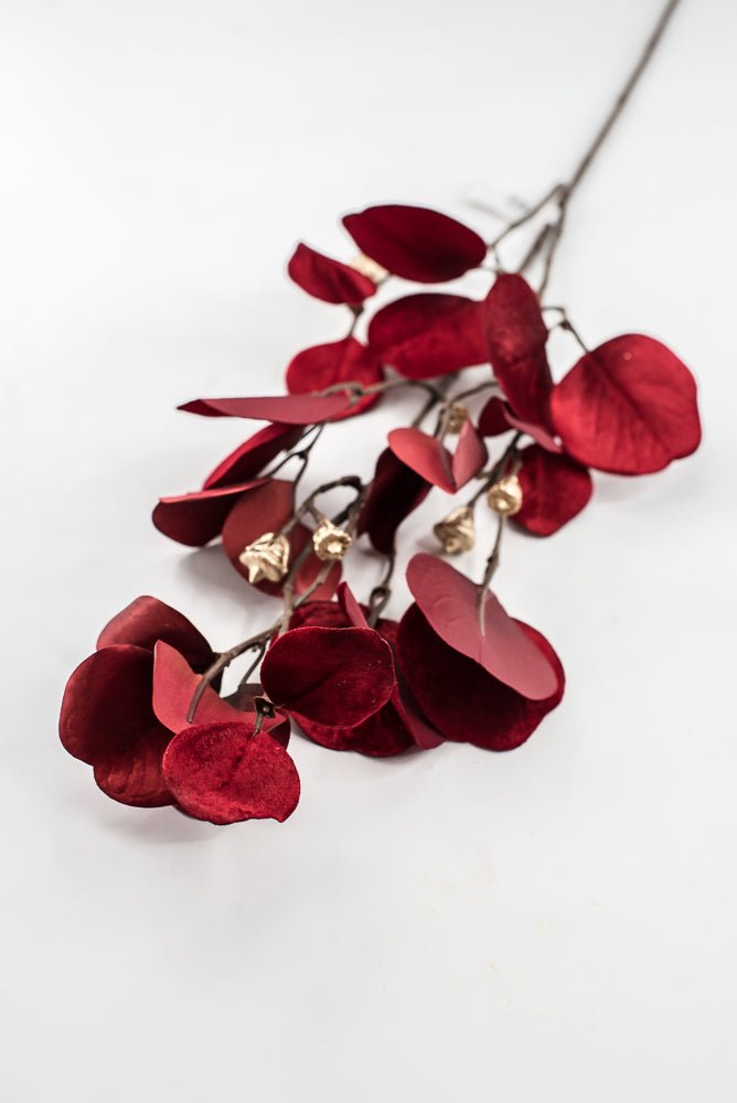 Red Glamour Velvet Eucalyptus Spray - 32" - Greenery MarketXF663-R
