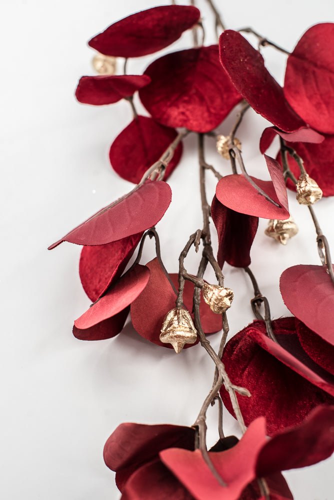 Red Glamour Velvet Eucalyptus Spray - 32" - Greenery MarketXF663-R