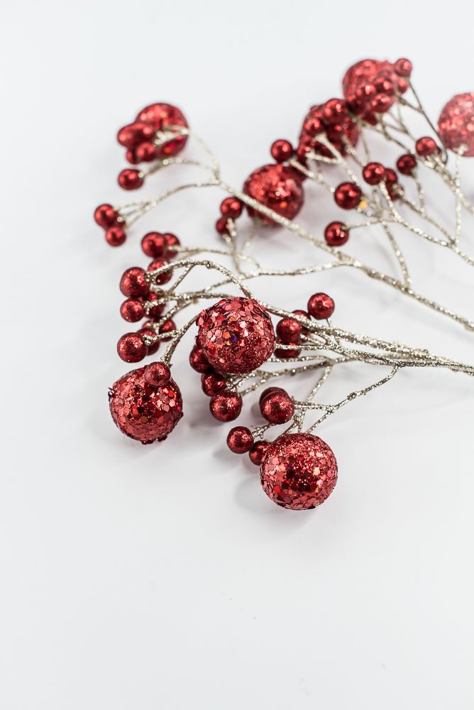 Red Glitter Ball Spray - 23" - Greenery MarketXG1087R