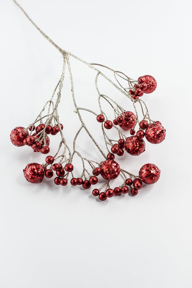 Red Glitter Ball Spray - 23" - Greenery MarketXG1087R